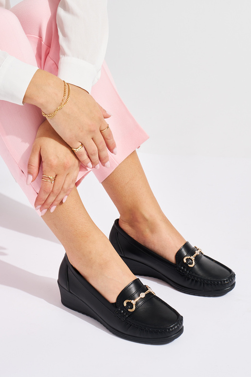 zwarte damesmocassins op sleehak met...