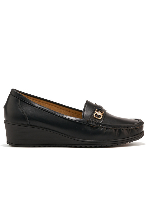 mocassins femme noirs avec boucles