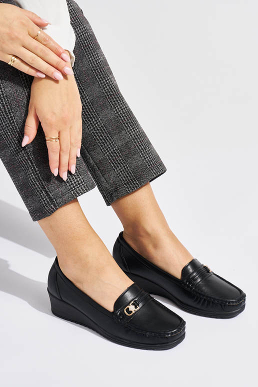 mocassins femme noirs avec boucles