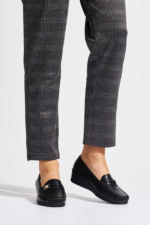 mocassins femme noirs avec boucles