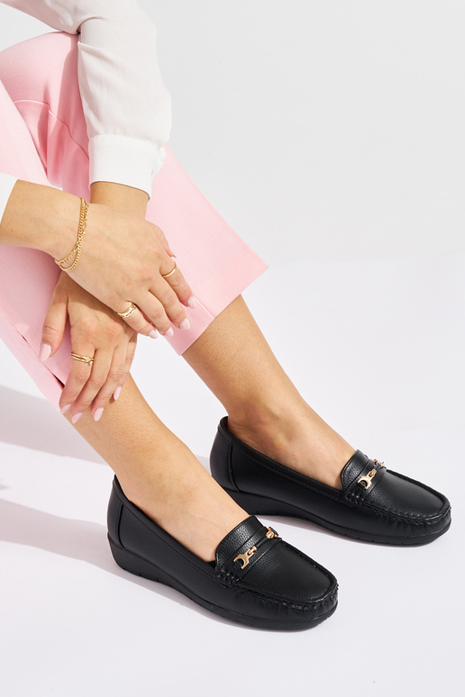 mocassins femme noirs ze zdobieniem