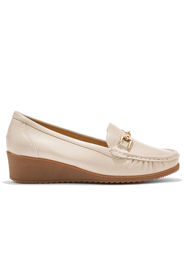Beige Damenmokassins mit...