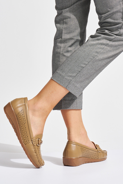 beige opengeInerkt Dames mocassins op... beige opengeInerkt Dames mocassins op...