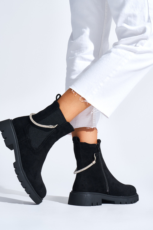 zwarte damesschoenen z ozdobnym...