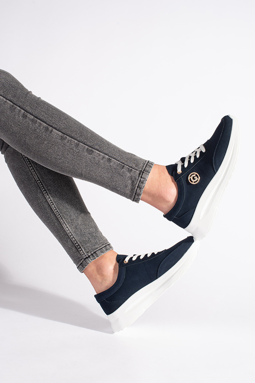 donkerblauw leren Sneakers model...