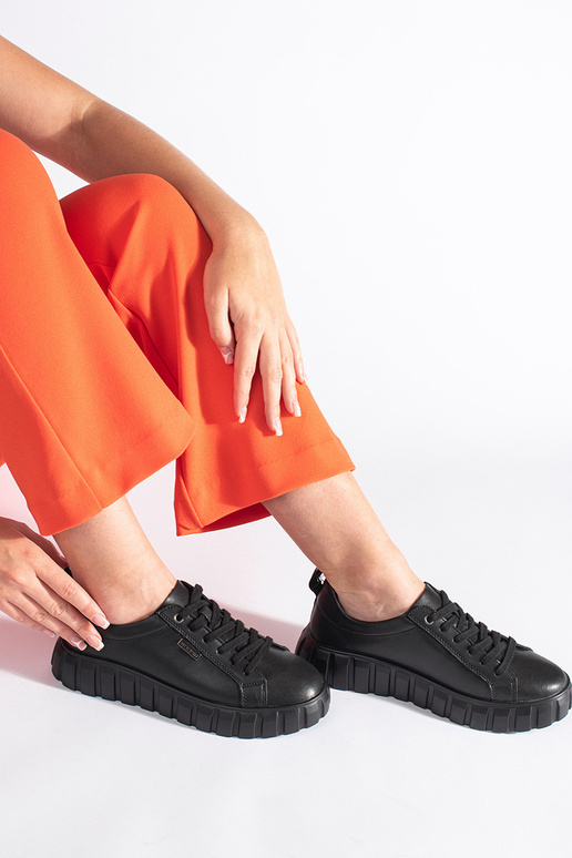 bottines en cuir noir à plateforme