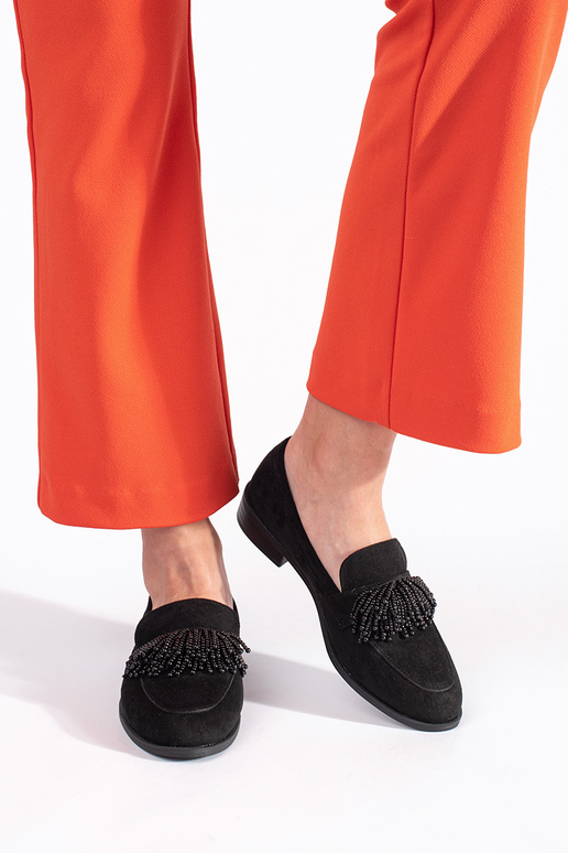 Dames mocassins van suède met kralen