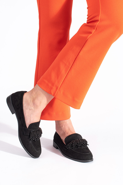 Damenmokassins aus INildleder mit Perlen