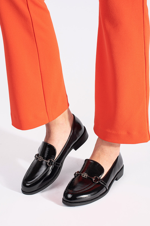 Mocassins en cuir verni noirs avec... Mocassins en cuir verni noirs avec...