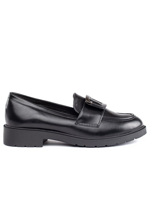 schwarze Damenmokassins mit Schnallen schwarze Damenmokassins mit Schnallen