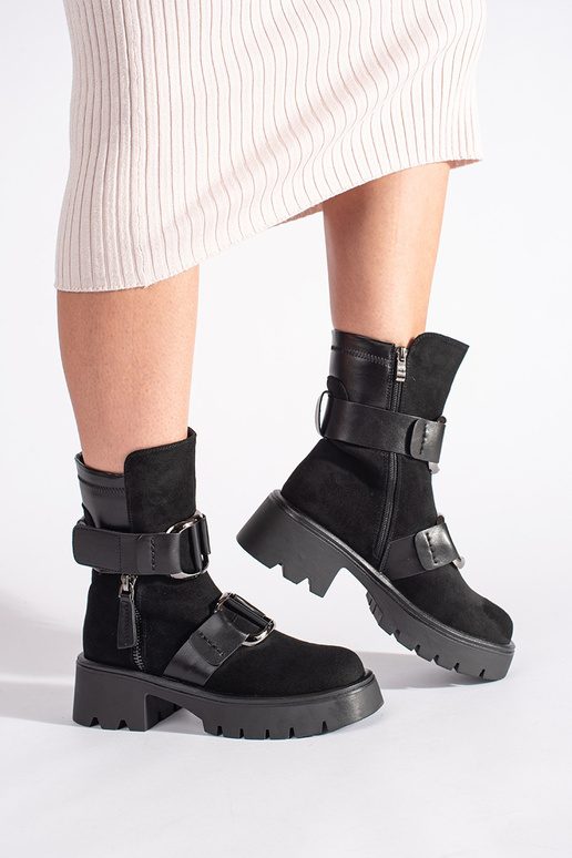 couleur noire en daim Chaussures de...