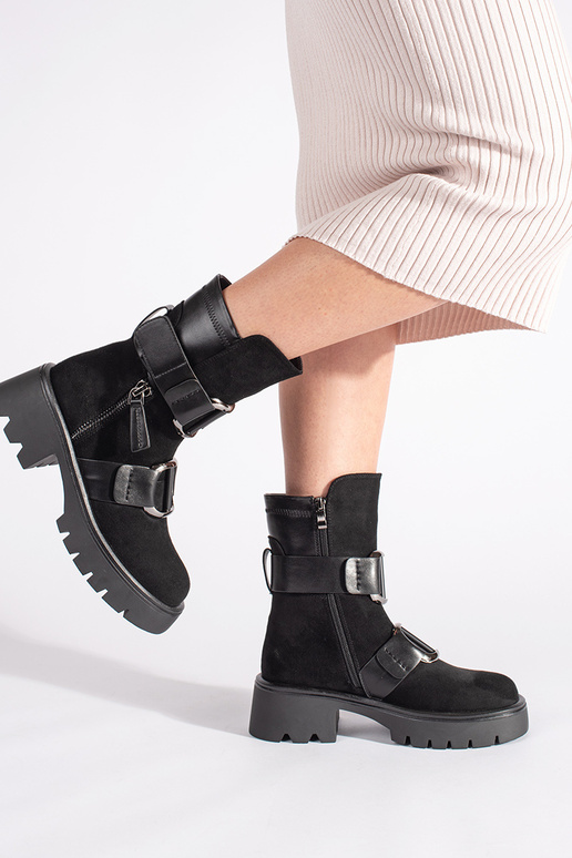 couleur noire en daim Chaussures de...