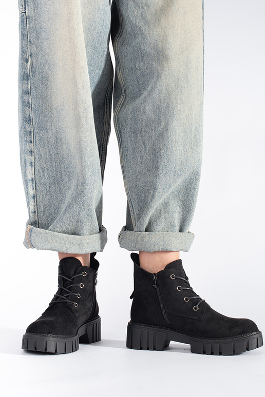 chaussures en daim à lacets noirs par...