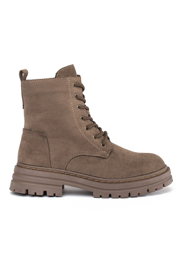 Beige Damen-Schnürstiefel...