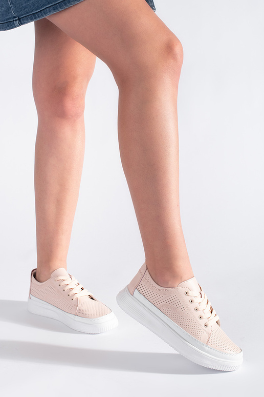 Opengewerkte leren schoenen roze... Opengewerkte leren schoenen roze...