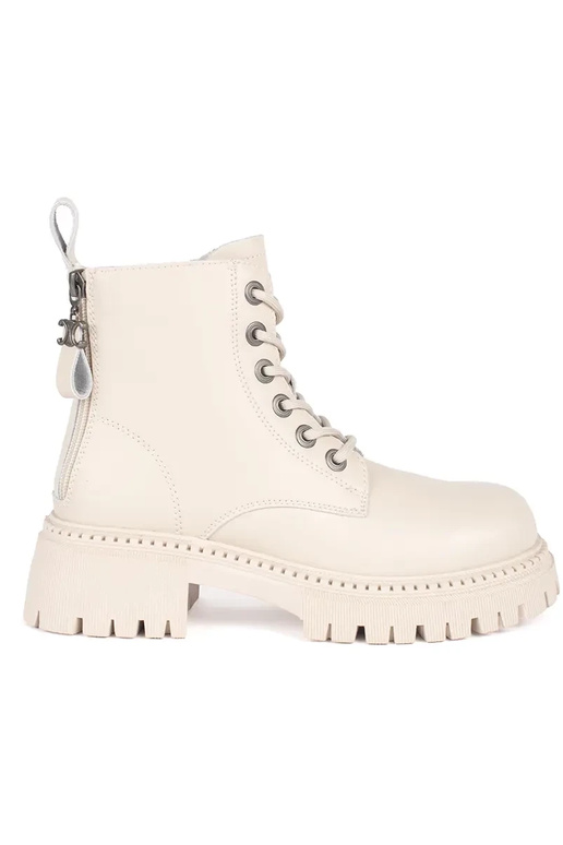 Leer beige gebonden dames laarzen Leer beige gebonden dames laarzen