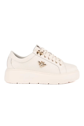Leer beige Sneakers met...