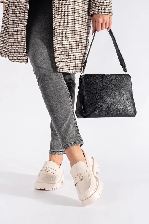 beige Dames mocassins met platform