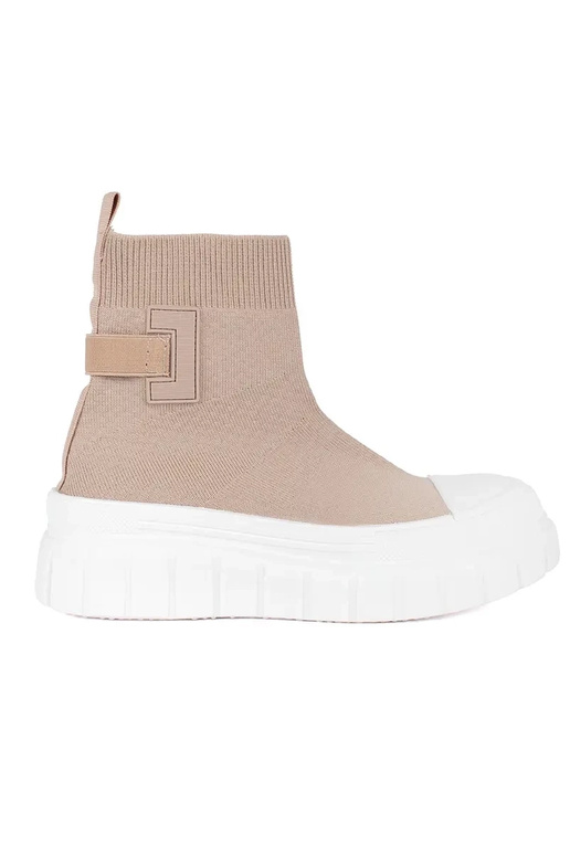 beige hoog schoenen met platform