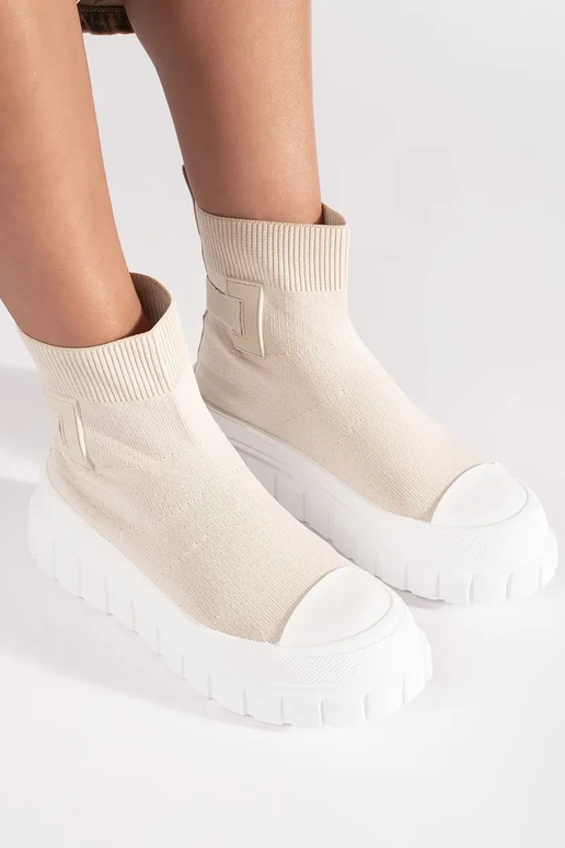 bottes hautes à plateforme ivoire