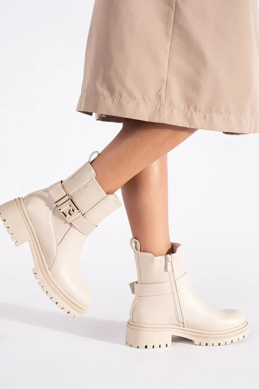 crème kleuren klassiek laarzen met...