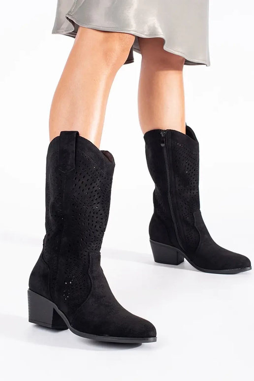 couleur noire ajouré des bottes de...