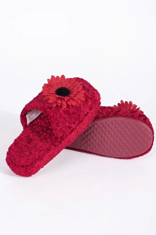 Rode kind slippers met bloemenversiering