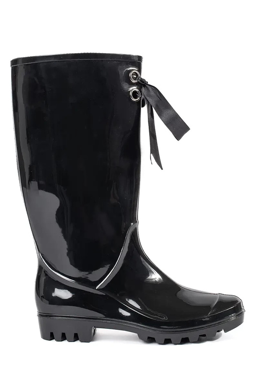 Bottes en caoutchouc verni noir Bottes en caoutchouc verni noir