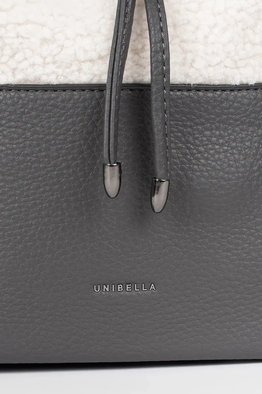 Sac à main élégant gris avec fourrure