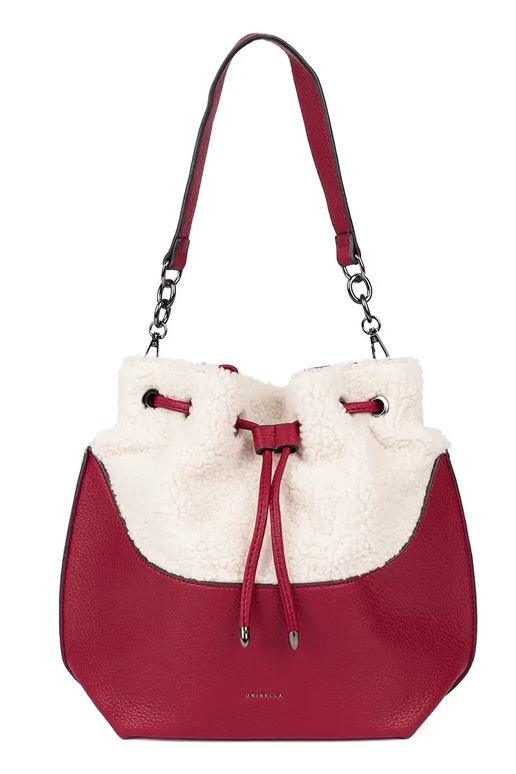 Rote elegante Handtasche mit Pelz