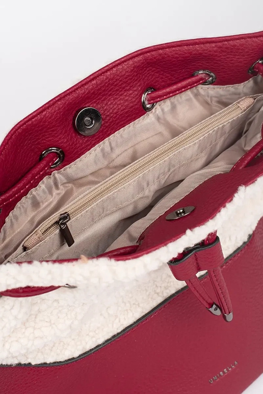 Rote elegante Handtasche mit Pelz