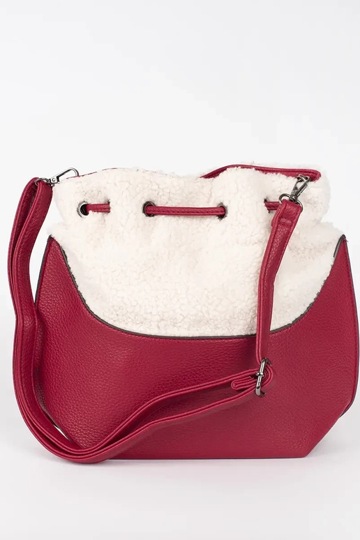 Rote elegante Handtasche mit Pelz