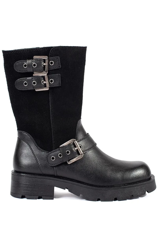 Schwarze Leder-Damenschuhe mit...