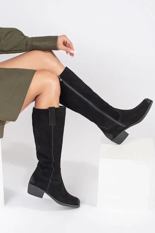 Bottes longues en cuir noir Sergio Leone