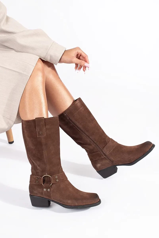 bottes de cowboy en cuir marron pour... bottes de cowboy en cuir marron pour...