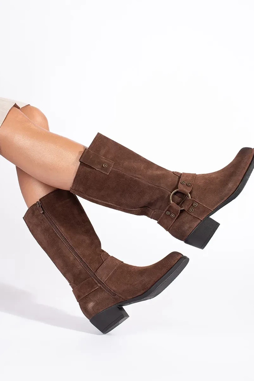 bottes de cowboy en cuir marron pour... bottes de cowboy en cuir marron pour...