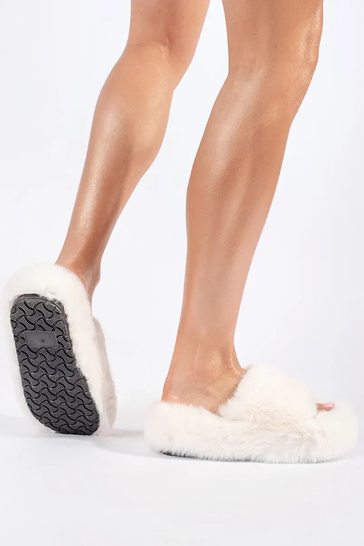 Beige bont plateausandalen Beige bont plateausandalen