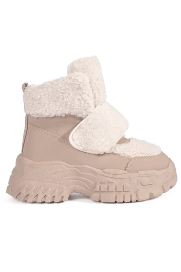 Beige Schneestiefel mit...