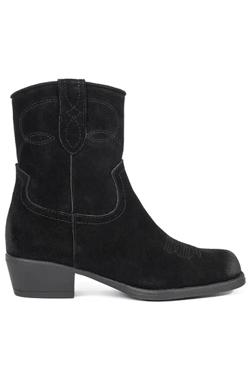 Zwart leren cowboylaarzen...