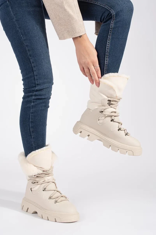 beige lacé Bottes de neige pour...