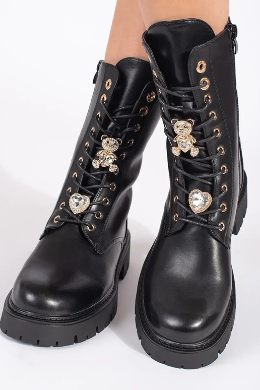 Chaussures compensées à lacets noires Chaussures compensées à lacets noires