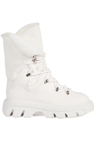 couleur blanche lacé Bottes...