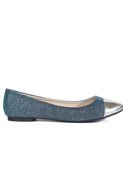 blaue Farbe glänzend Ballerinas ze...