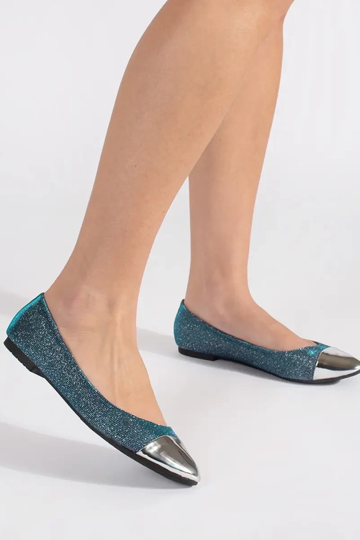 blaue Farbe glänzend Ballerinas ze...