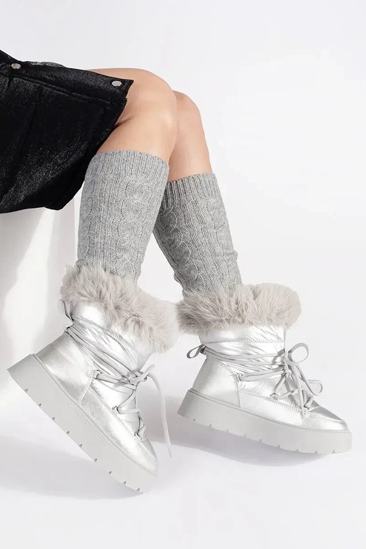Silberfarbe Schneestiefel für Damen... Silberfarbe Schneestiefel für Damen...
