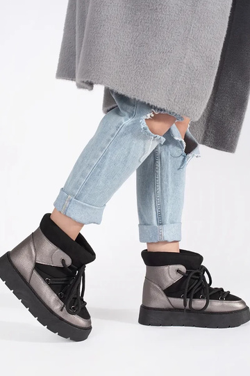 Noir et-argent lacé Bottes... 2