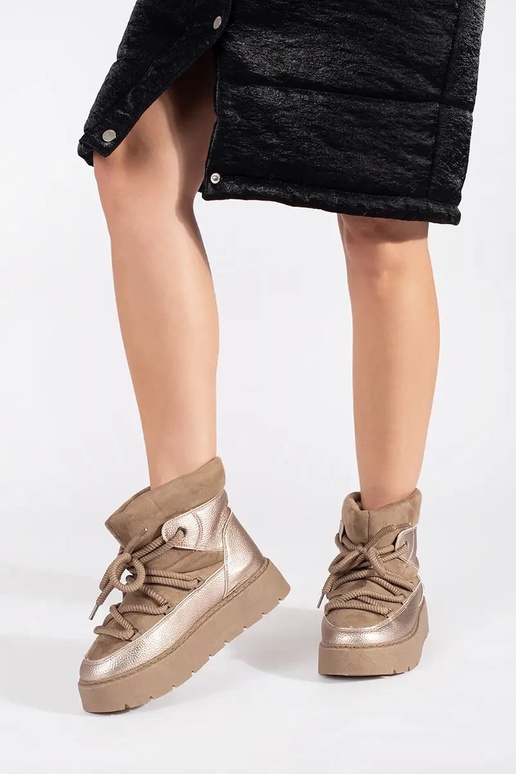 beige geregen SnoInboots voor dames...