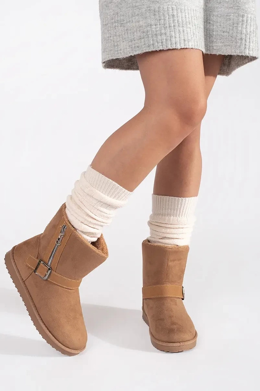 Beige Damen-Schneestiefel mit...