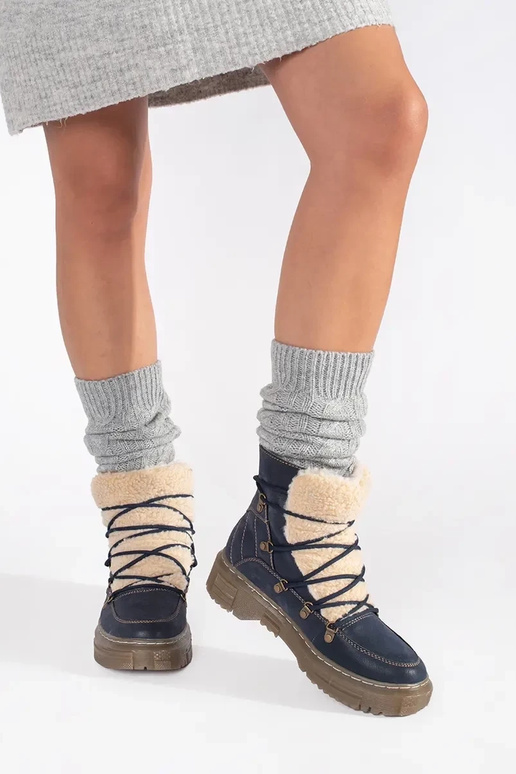 Donkerblauwe gevoerde enkellaarzen... Donkerblauwe gevoerde enkellaarzen...