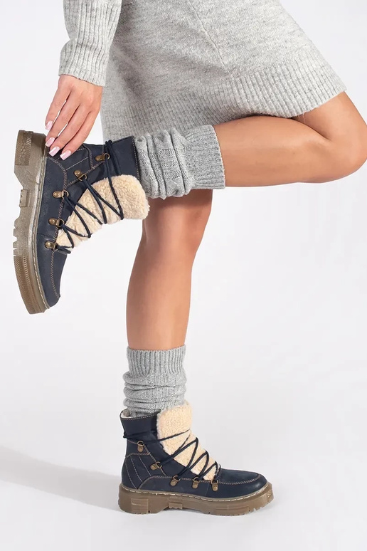 Donkerblauwe gevoerde enkellaarzen... Donkerblauwe gevoerde enkellaarzen...